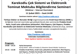 Kredi Notu, Risk Raporu ve Çek Raporu, Karekodlu Çek Sistemi ve Elektronik Teminat Mektubu Bilgilendirme Semineri